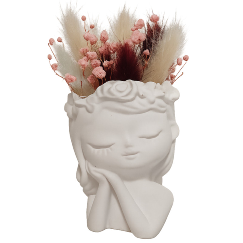 Blumenmädchen Ella mit Trockenblumen moderne Dekofigur